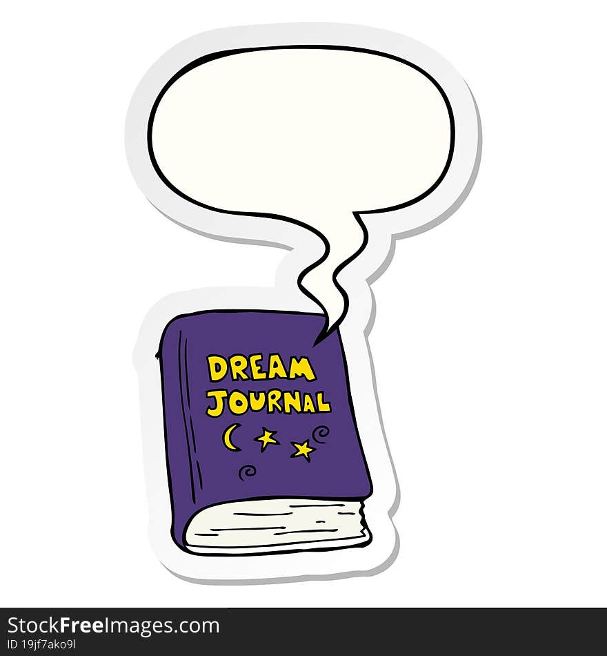 cartoon dream journal and speech bubble sticker