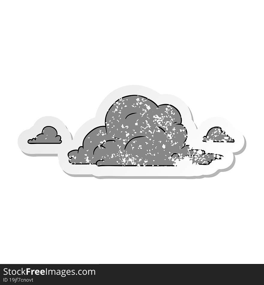 distressed sticker cartoon doodle of white large clouds