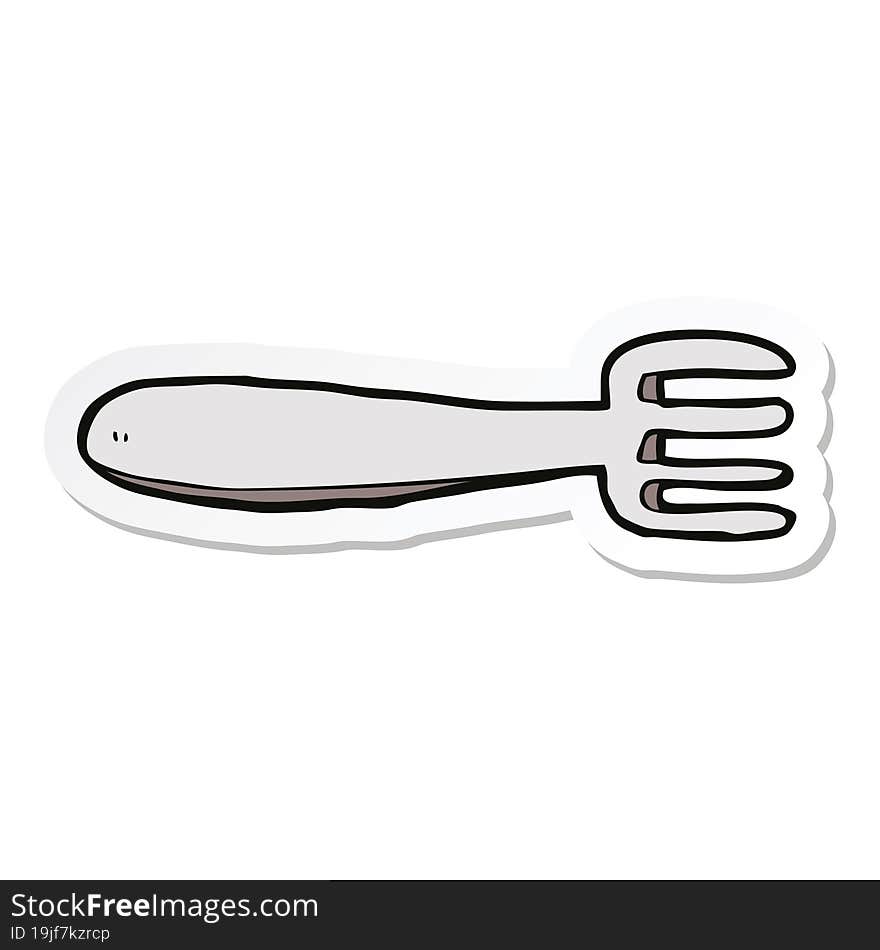 Sticker Of A Cartoon Fork