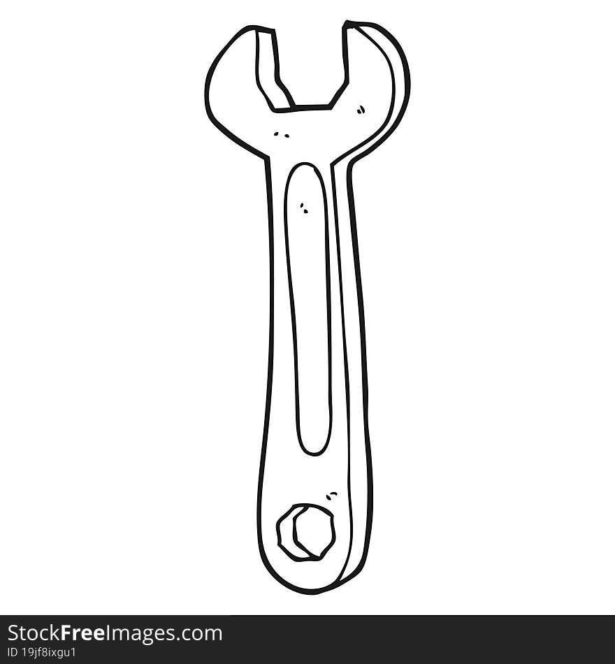 black and white cartoon spanner