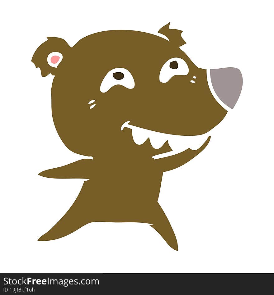 flat color style cartoon bear showing teeth