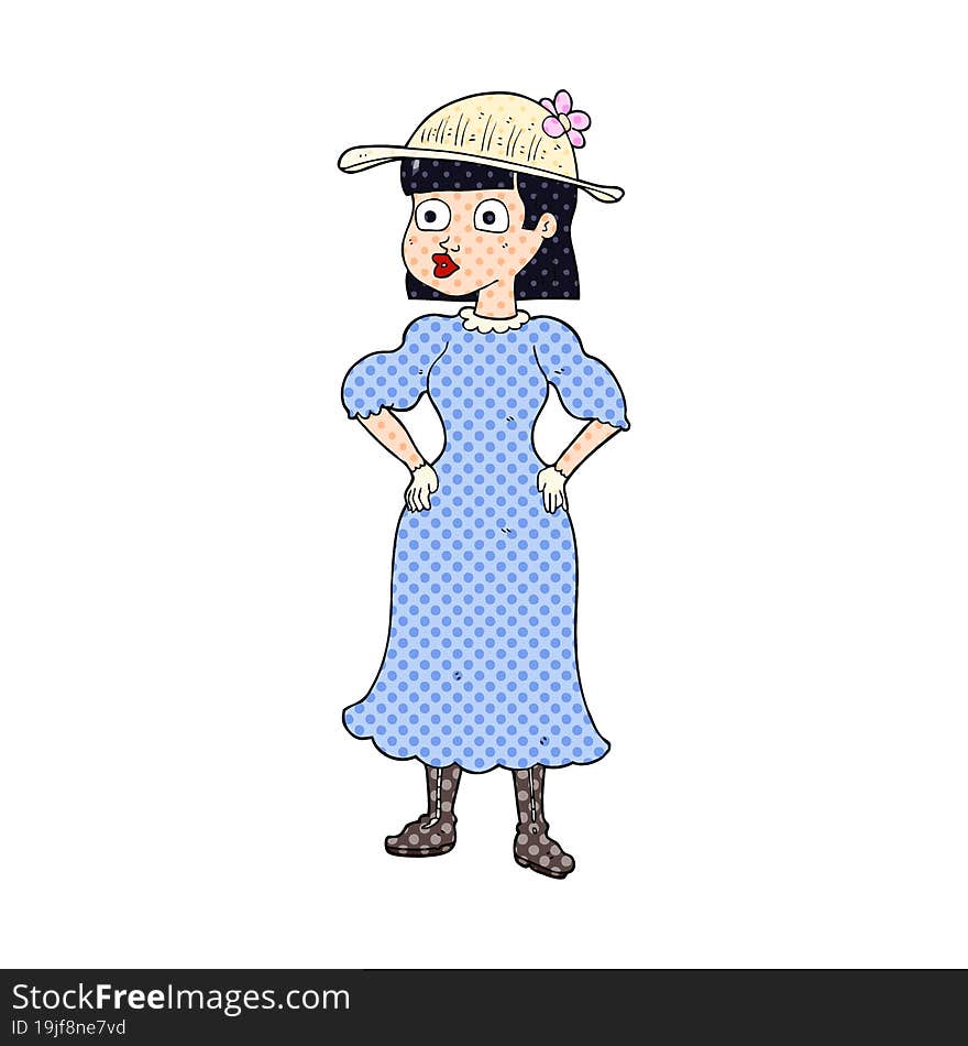 Cartoon Woman In Sensible Dress