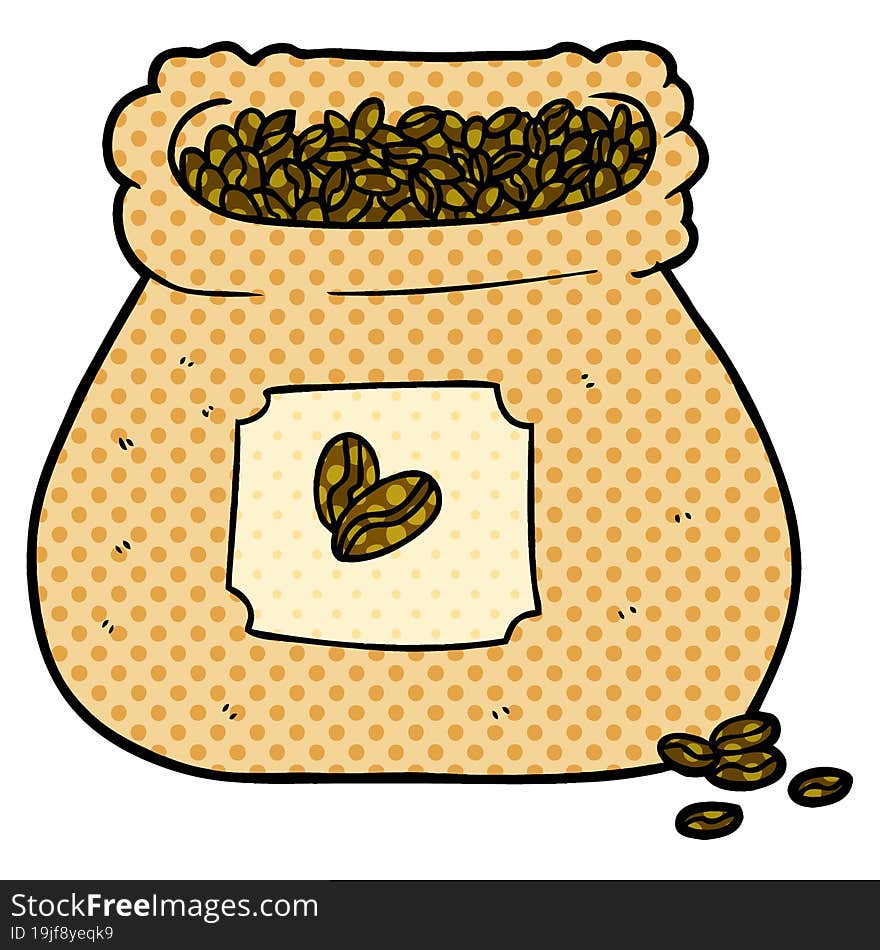 cartoon sack of coffee beans. cartoon sack of coffee beans