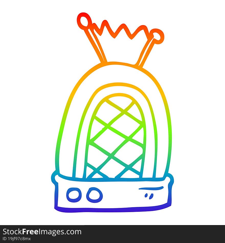 rainbow gradient line drawing of a cartoon retro radio