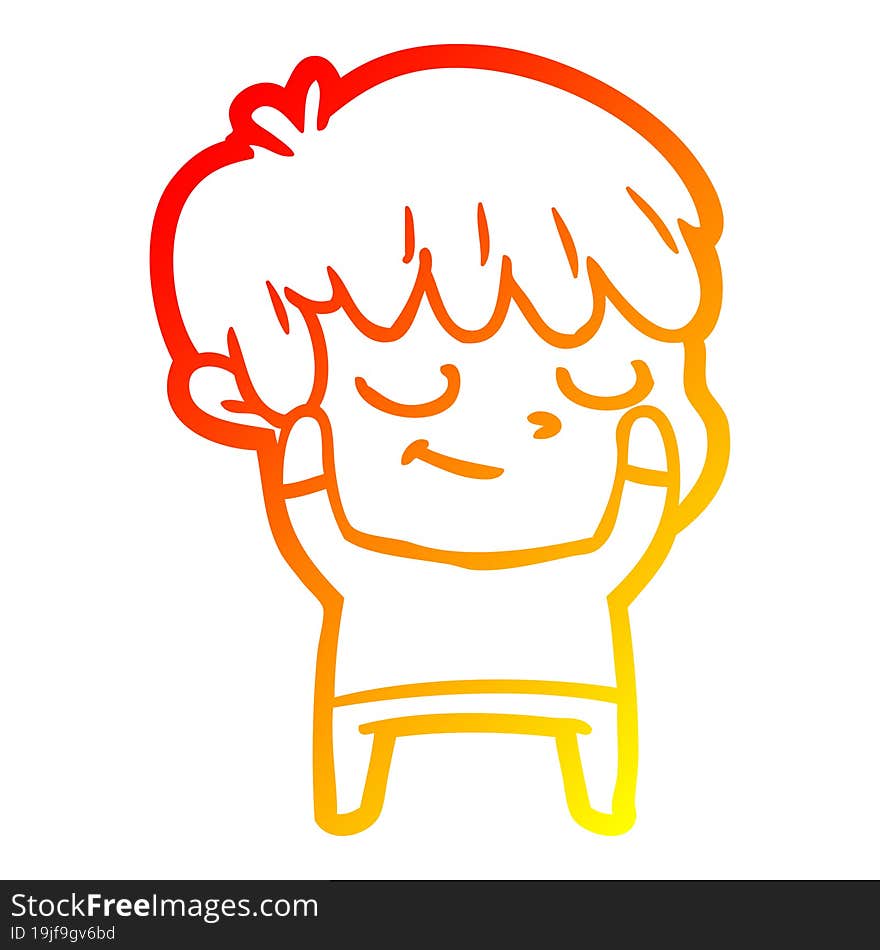 warm gradient line drawing happy cartoon boy