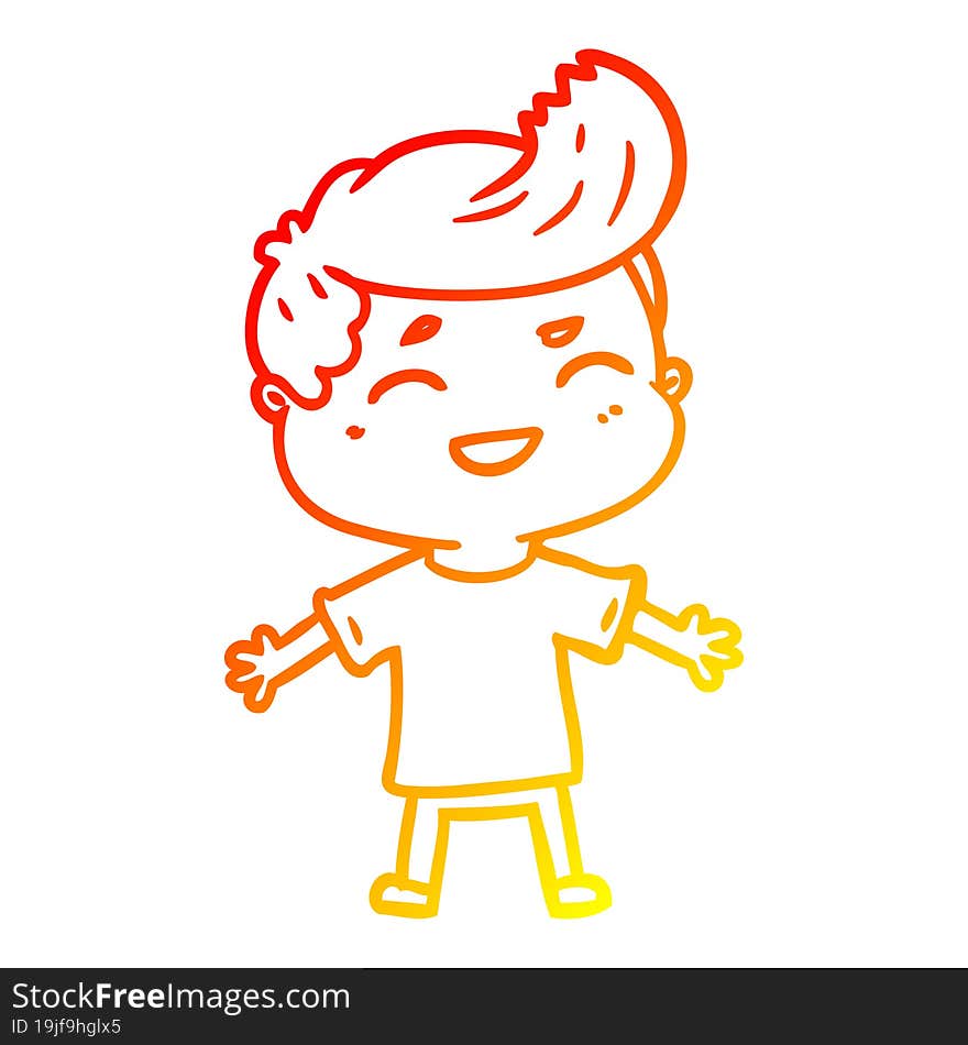 warm gradient line drawing of a cartoon man laughing