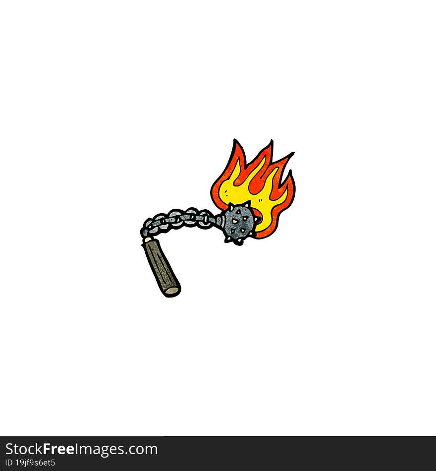 flaming mace weapon cartoon