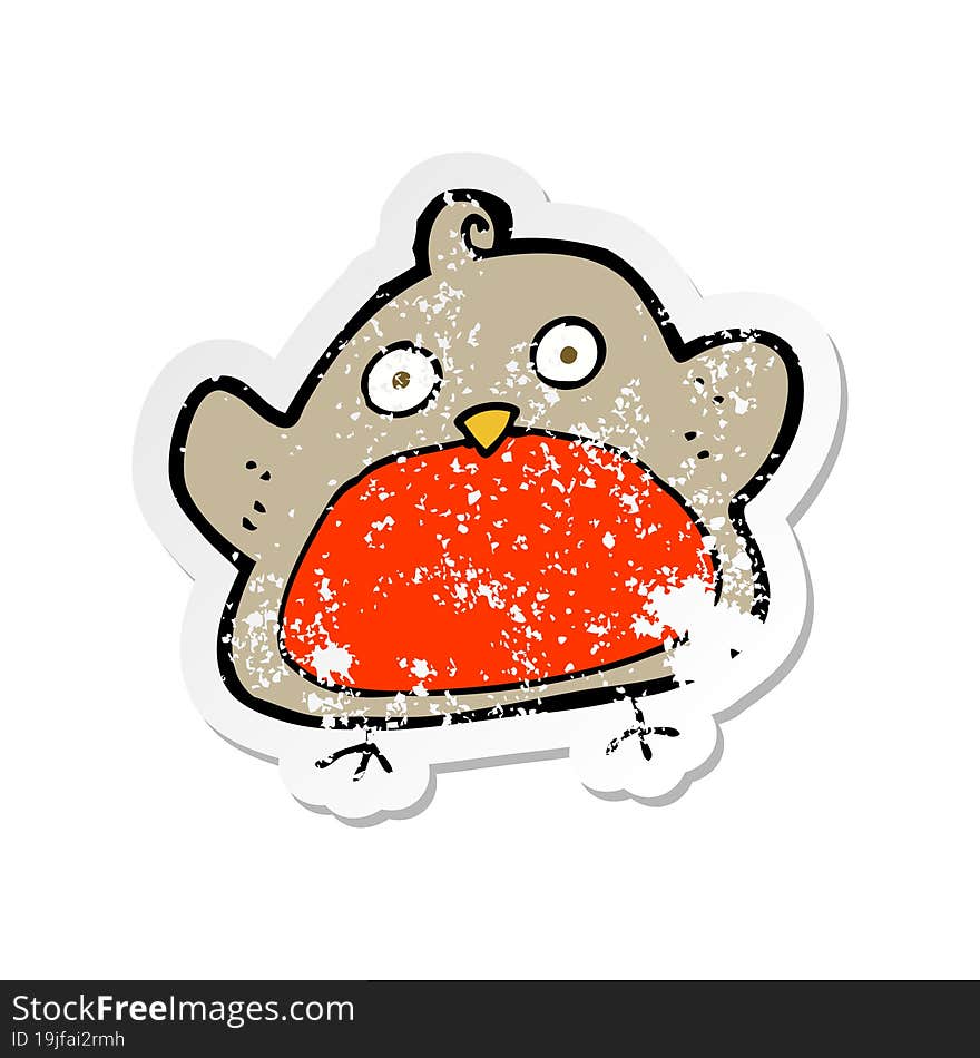 retro distressed sticker of a cartoon christmas robin