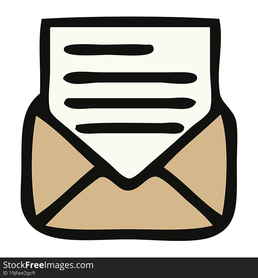 cute cartoon of a letter and envelope