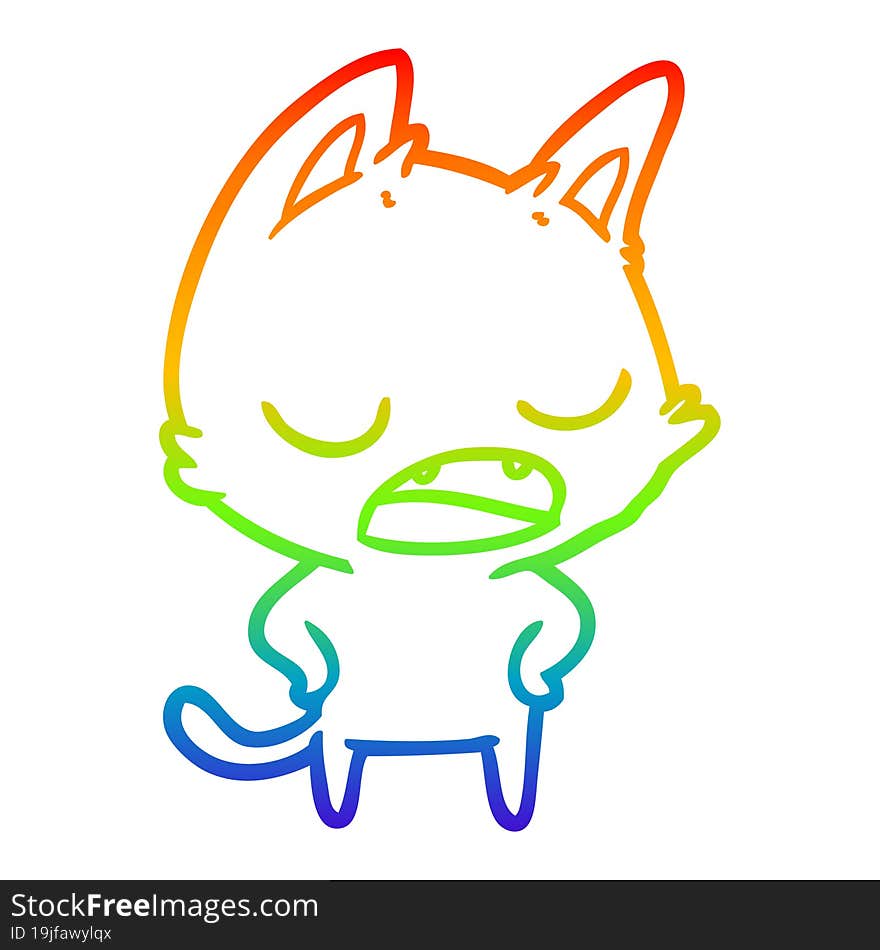 rainbow gradient line drawing talking cat cartoon