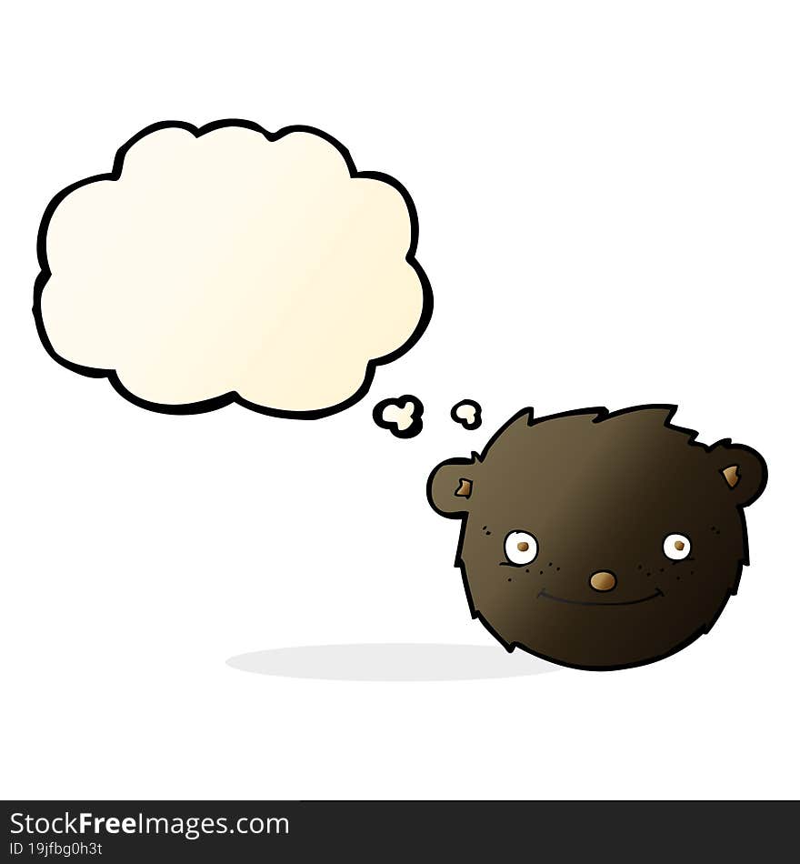 cartoon black bear head with thought bubble