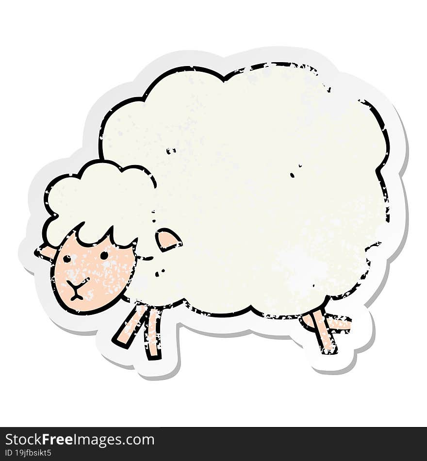 Distressed Sticker Of A Cartoon Sheep