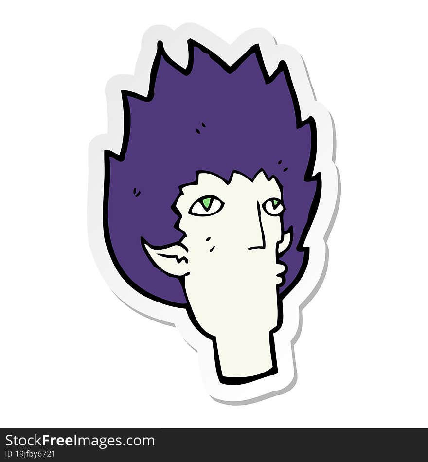 sticker of a cartoon vampire face