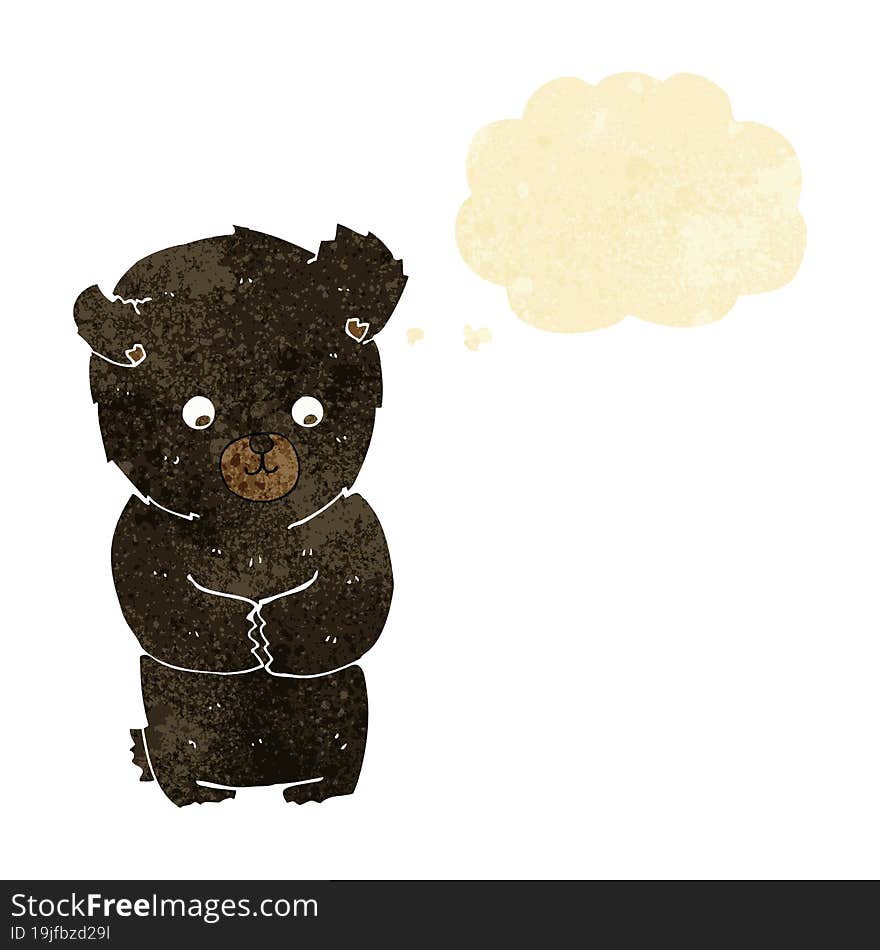 Cute Cartoon Black Bear With Thought Bubble