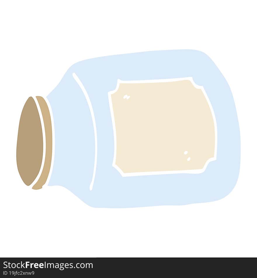 flat color illustration cartoon glass jar on side