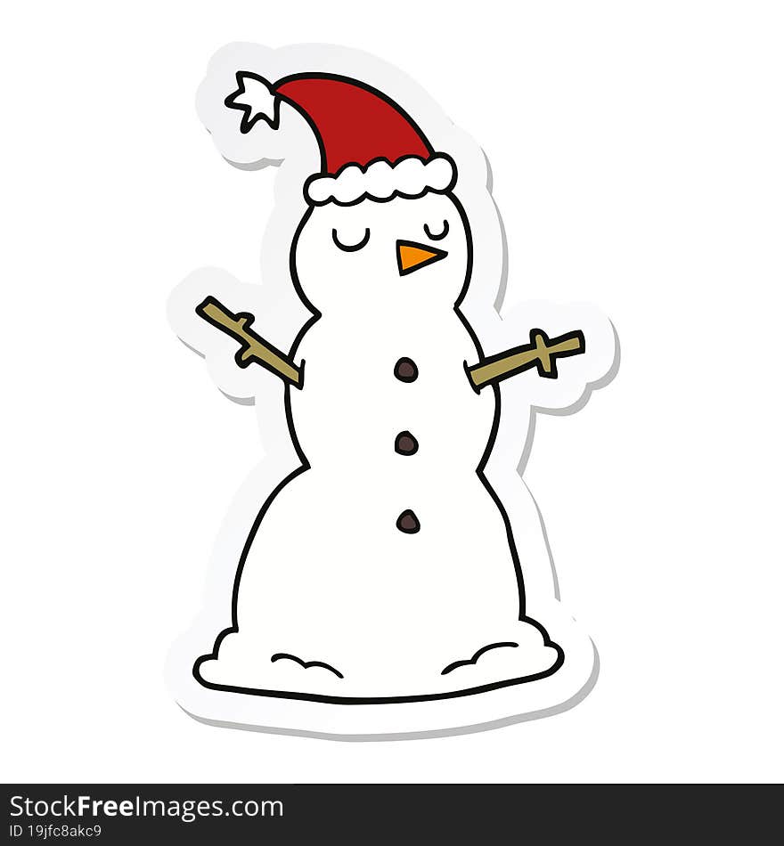 sticker of a cartoon snowman