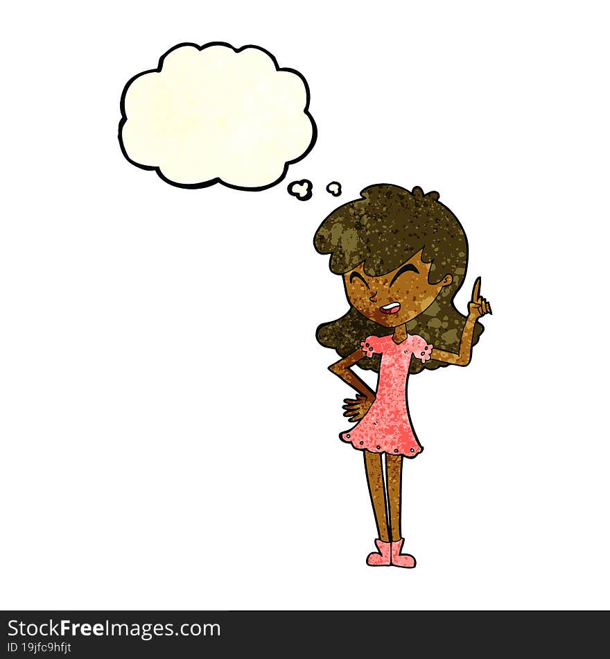 Cartoon Girl Making Point With Thought Bubble