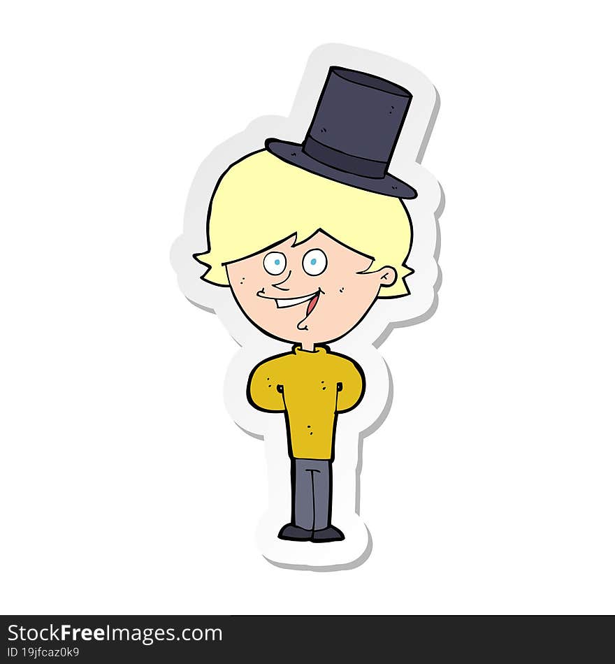 sticker of a cartoon man wearing top hat