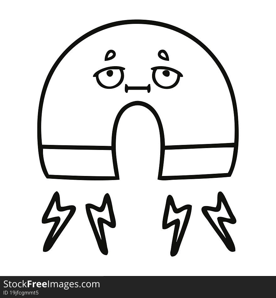 line drawing cartoon of a magnet. line drawing cartoon of a magnet