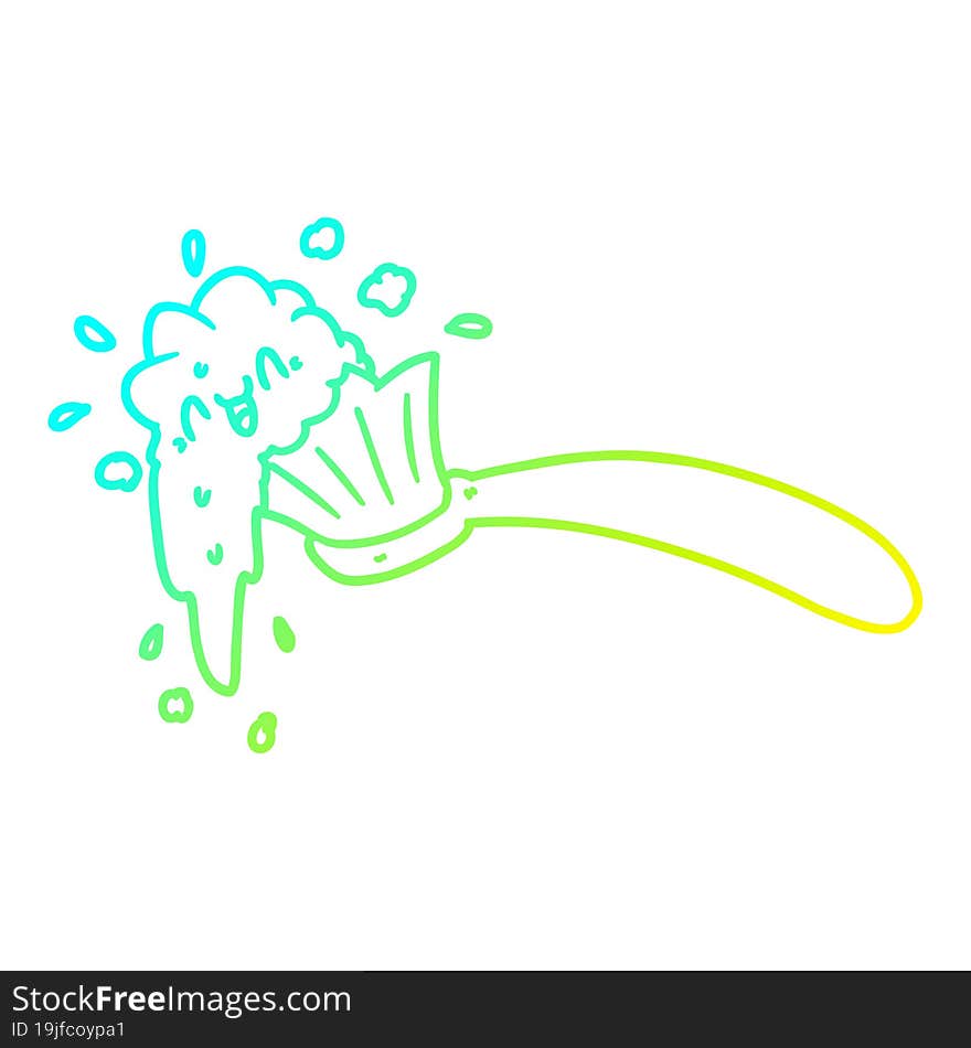 cold gradient line drawing cartoon toothbrush and toothpaste