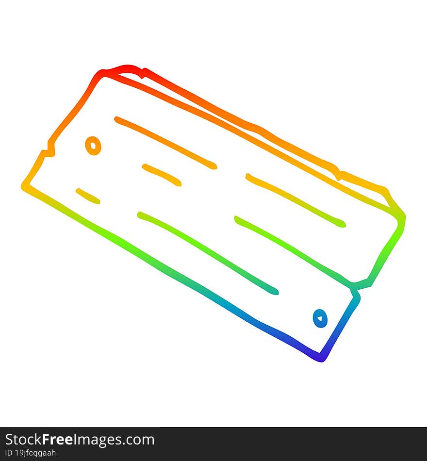 rainbow gradient line drawing cartoon plank of wood