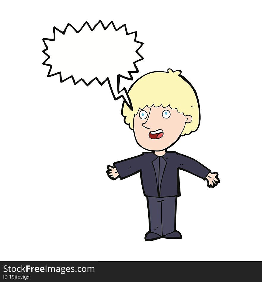 Cartoon Happy Man With Speech Bubble