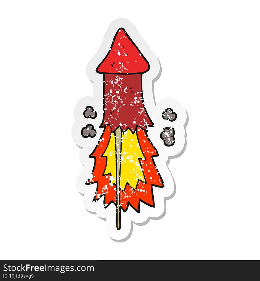 distressed sticker of a cartoon firework