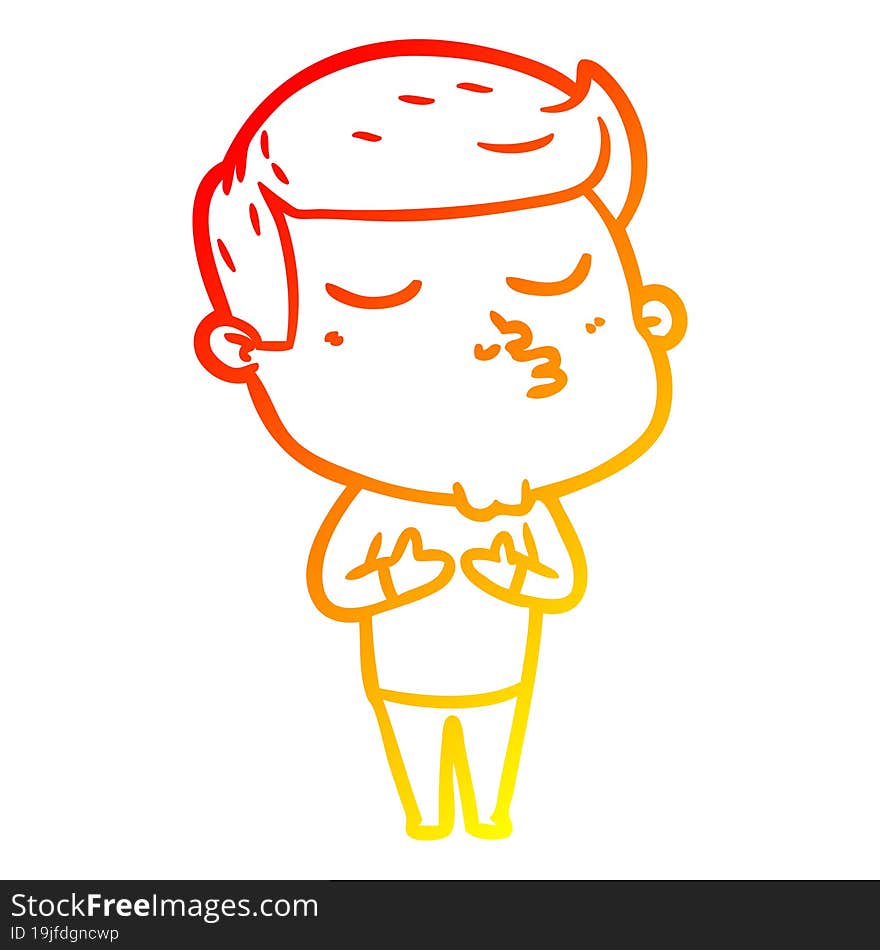 warm gradient line drawing cartoon model guy pouting