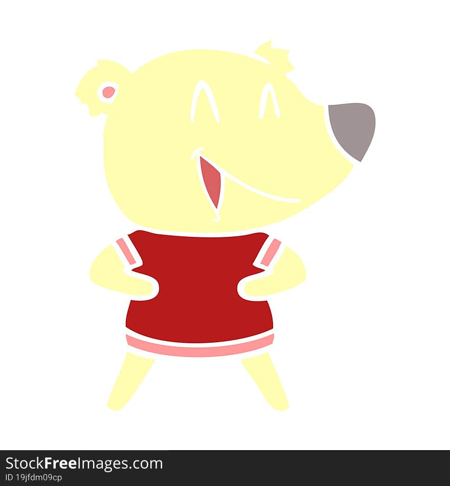 Laughing Bear Flat Color Style Cartoon