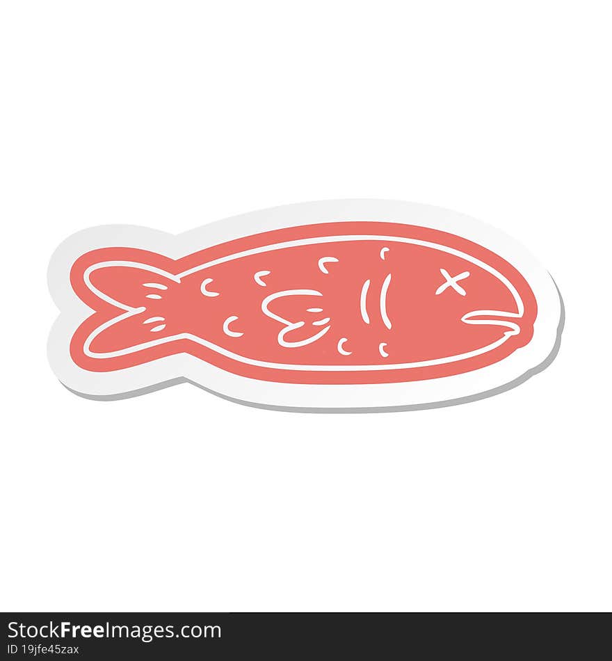 cartoon sticker of a dead fish