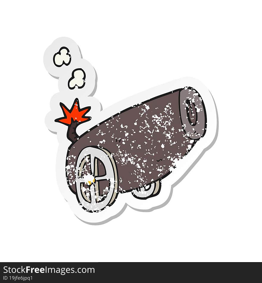 retro distressed sticker of a cartoon cannon