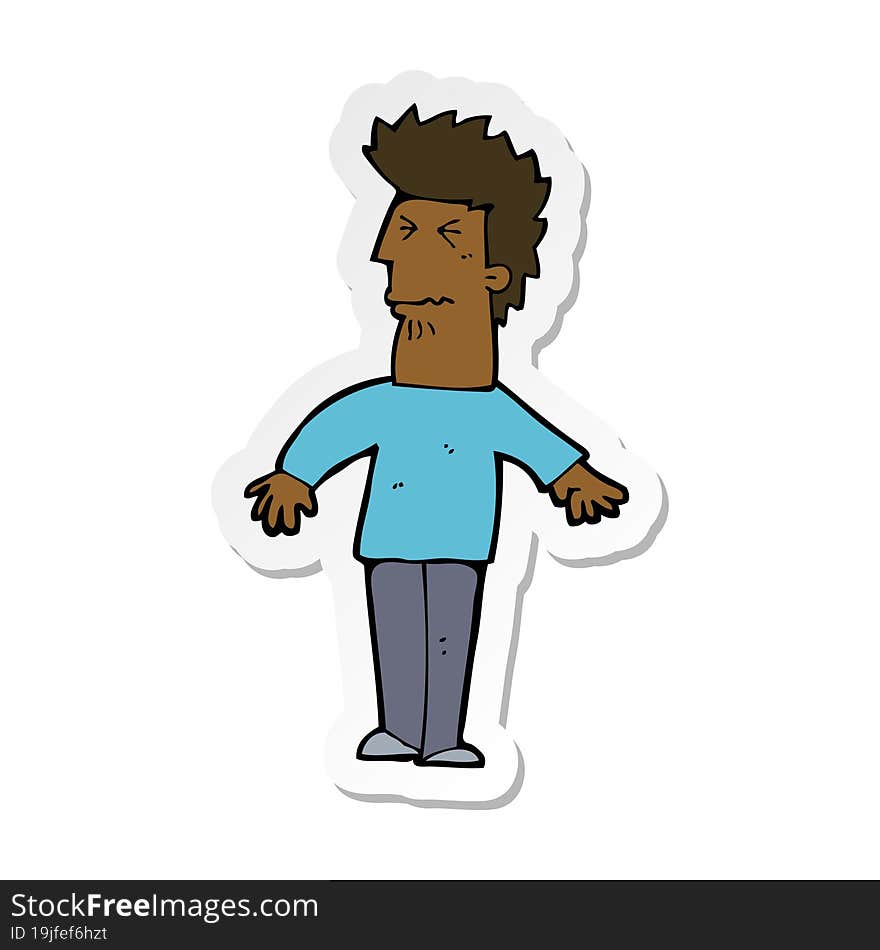 sticker of a cartoon stressed man