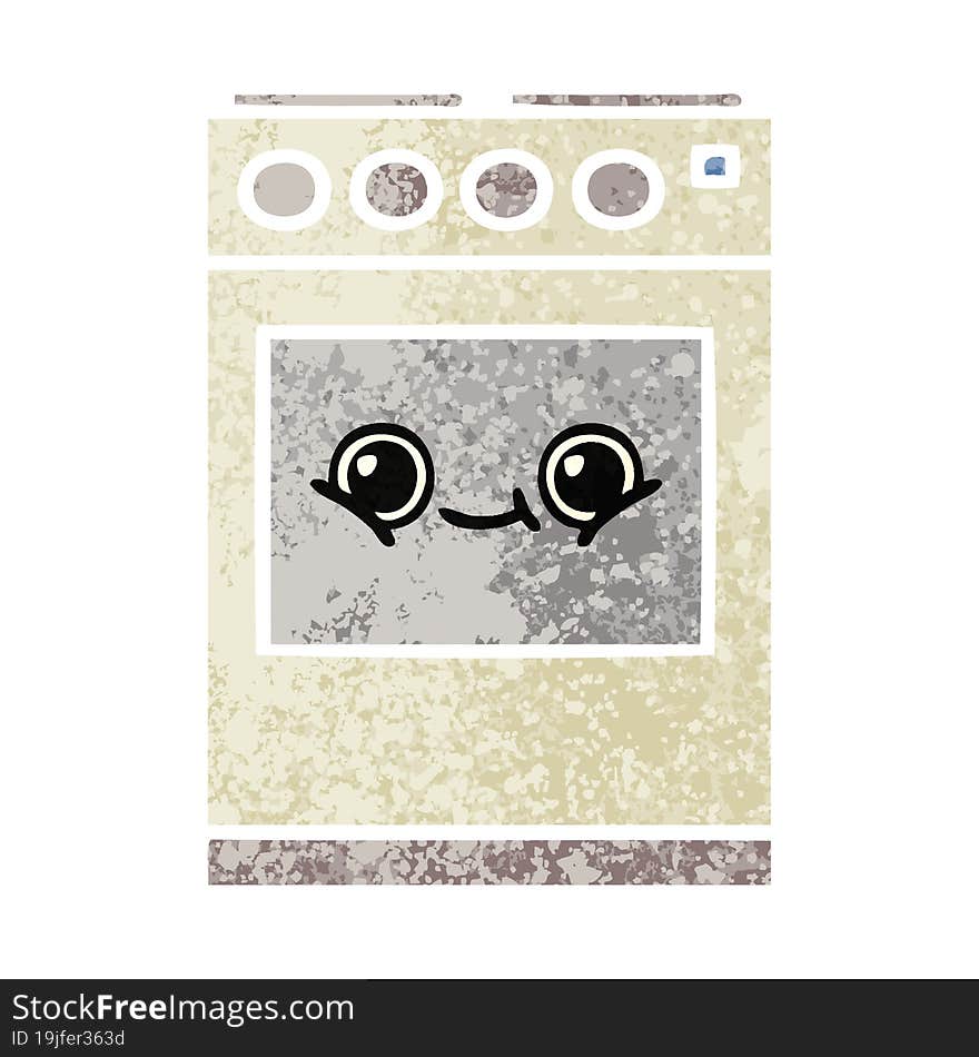 retro illustration style cartoon of a kitchen oven