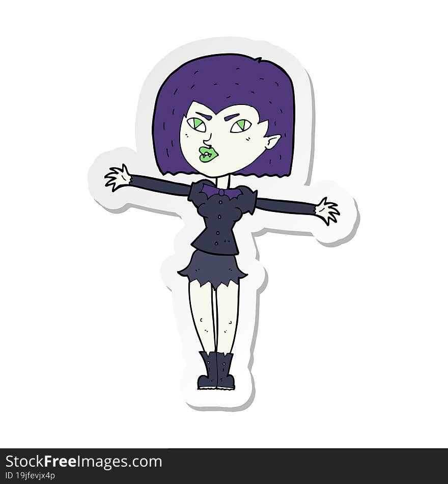 Sticker Of A Cartoon Vampire Girl