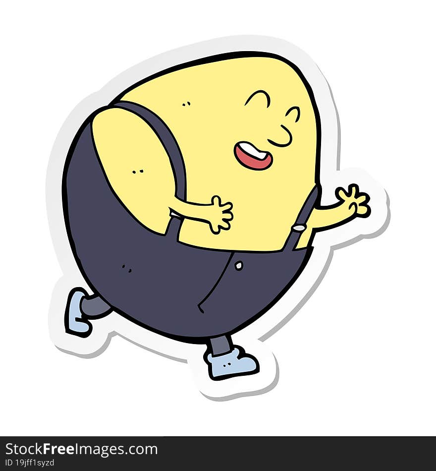 sticker of a cartoon humpty dumpty egg character