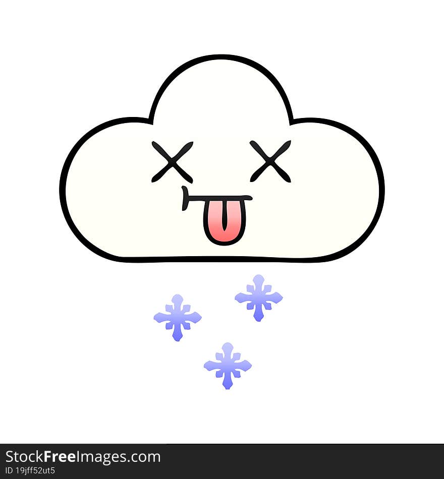 gradient shaded cartoon of a snow cloud