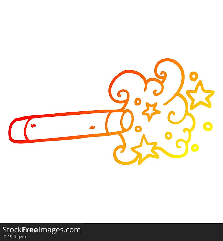 warm gradient line drawing of a cartoon magician wand