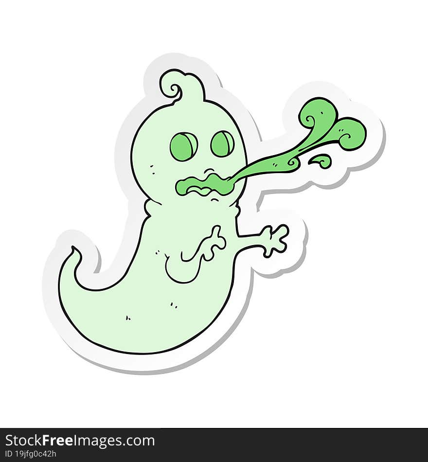 sticker of a cartoon slimy ghost