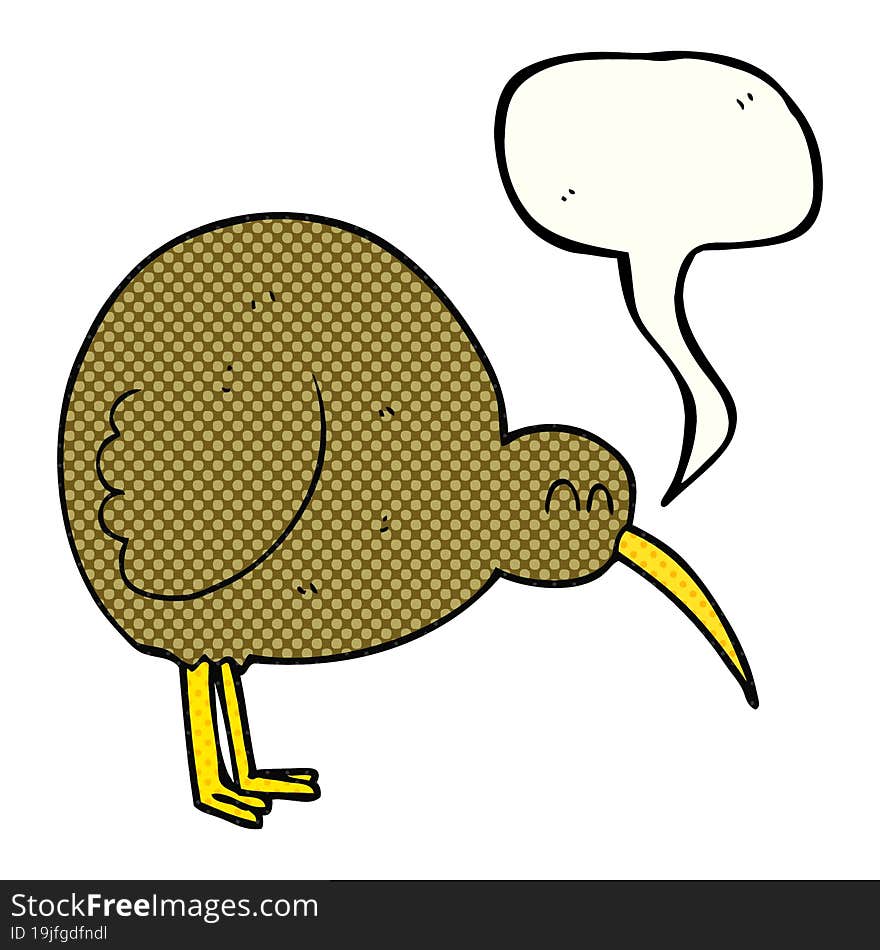 Comic Book Speech Bubble Cartoon Kiwi Bird