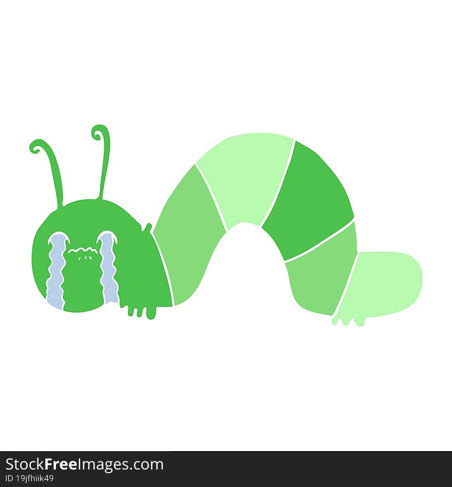 flat color style cartoon caterpillar obsessing over his regrets