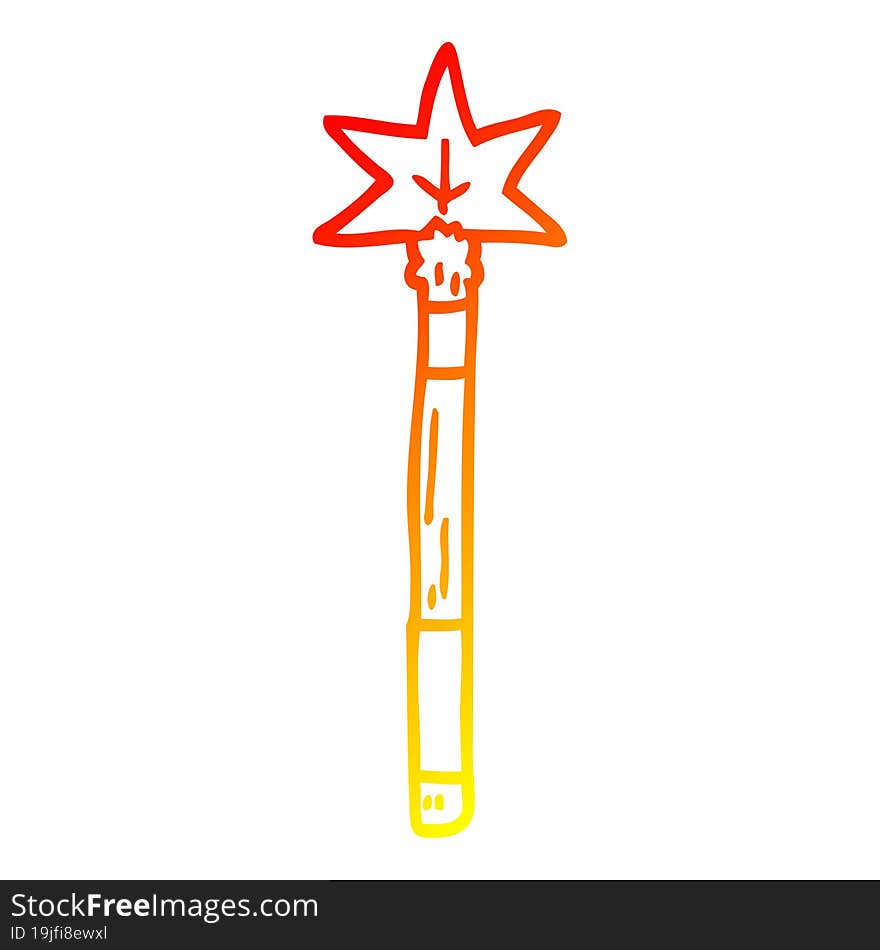 warm gradient line drawing cartoon wand