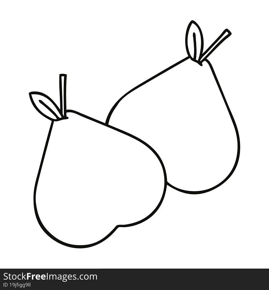 line drawing cartoon green pear