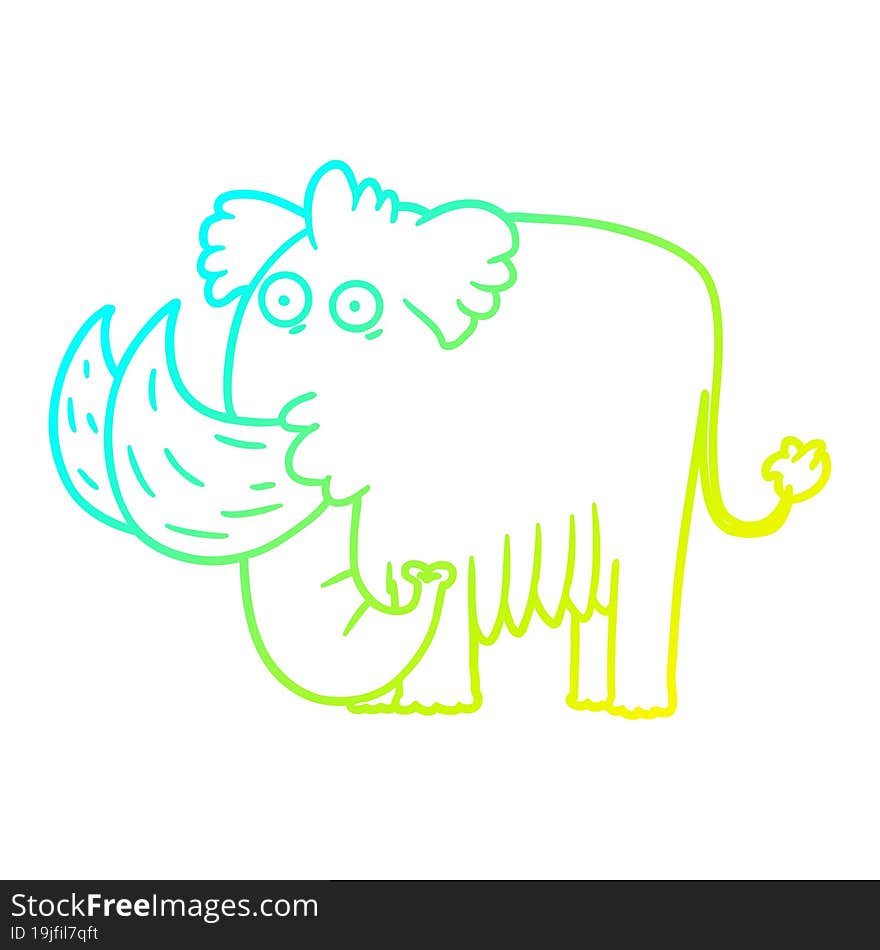 Cold Gradient Line Drawing Cartoon Mammoth