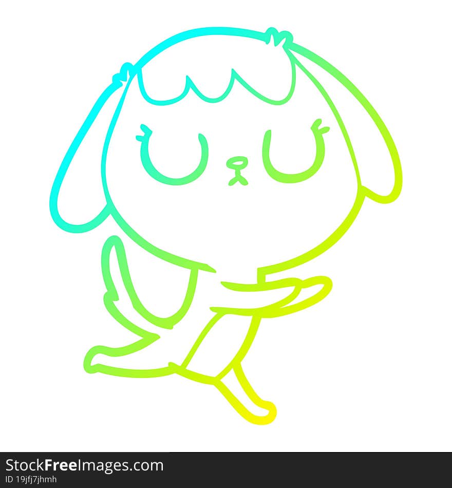 Cold Gradient Line Drawing Cute Cartoon Dog