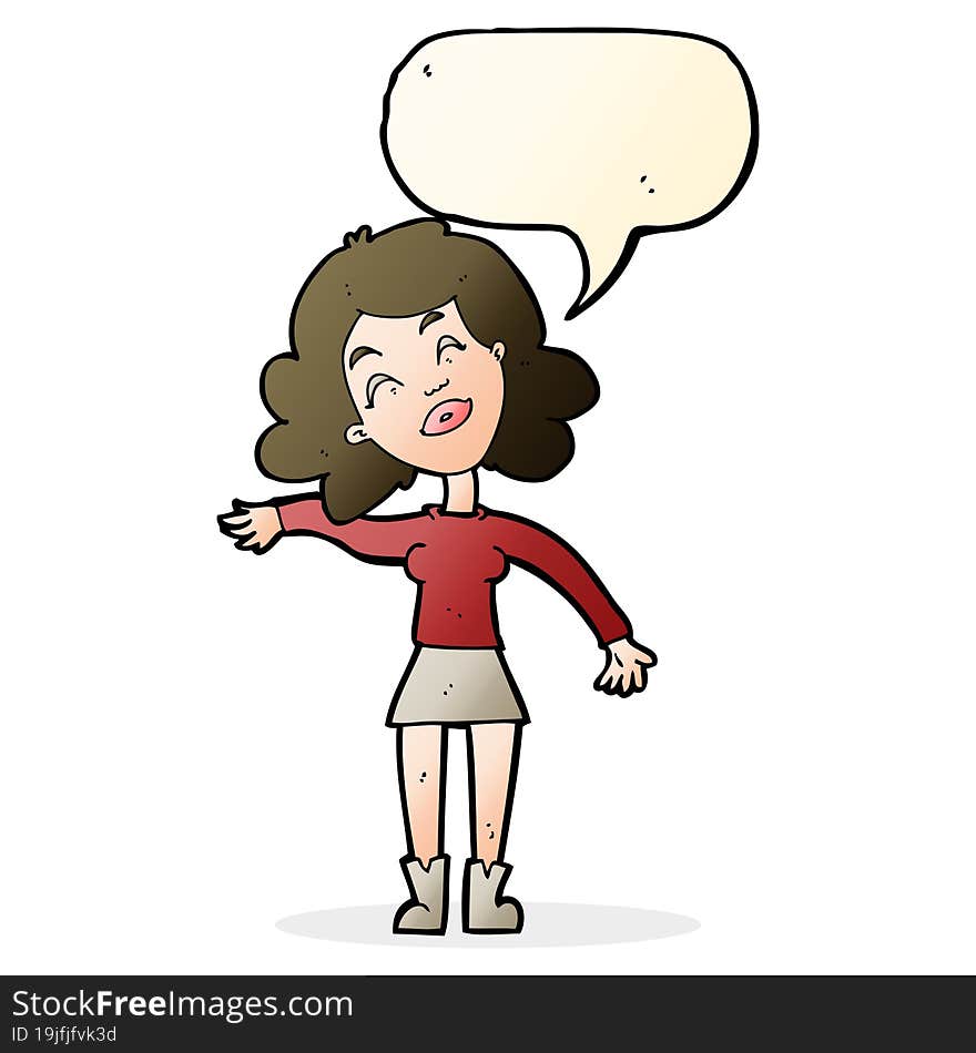 cartoon woman only joking with speech bubble