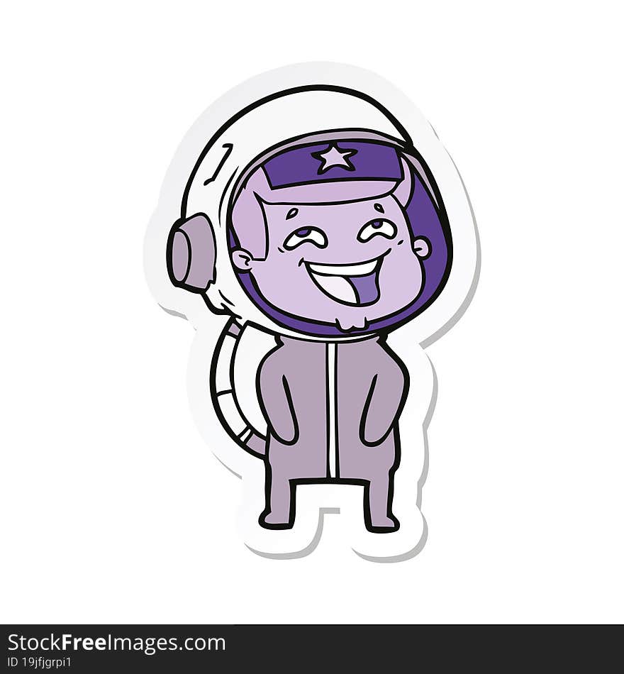 Sticker Of A Cartoon Laughing Astronaut