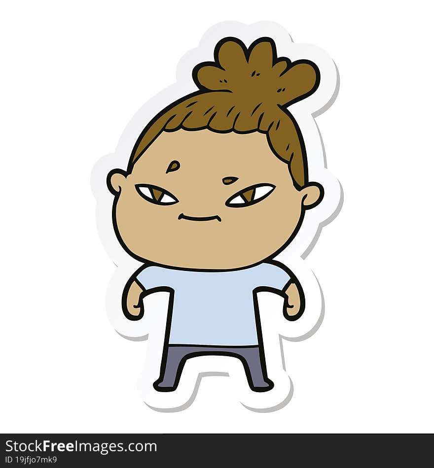 sticker of a cartoon woman