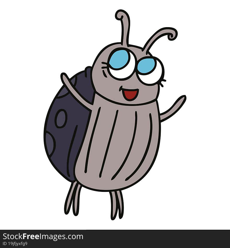 quirky hand drawn cartoon happy bug