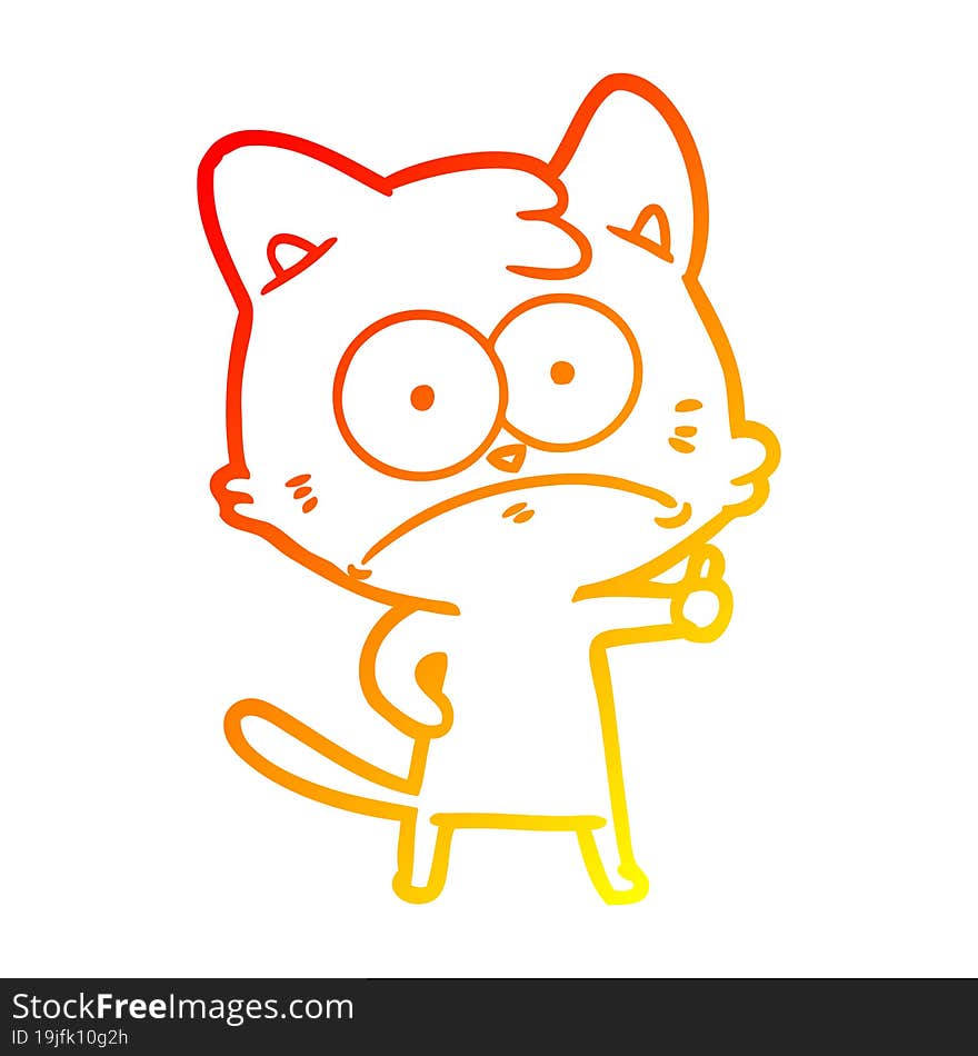 warm gradient line drawing cartoon nervous cat