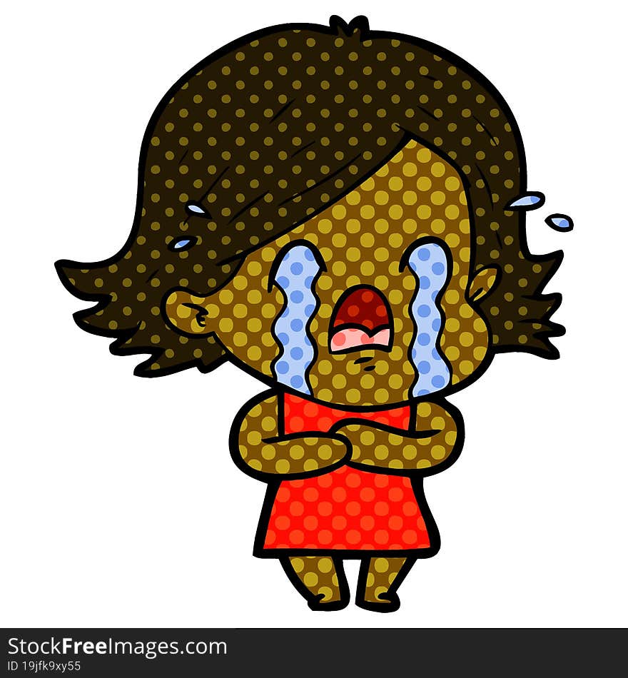 cartoon woman crying. cartoon woman crying